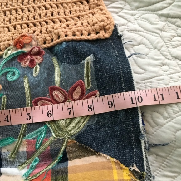 Handmade Boho Patchwork Denim and Knit Scarf - Picture 8 of 8